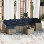 vidaXL Salon de jardin 8 Pièces avec coussins gris résine tressée