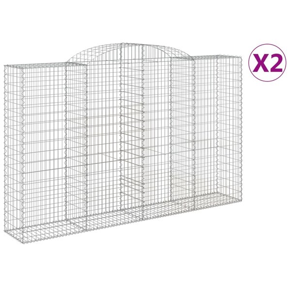 vidaXL Paniers à gabions arqués 2 Pièces 300x50x180/200 cm fer galvanisé