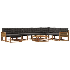 vidaXL Ensemble de canapés d'extérieur 9 Pièces Naturel et noir