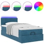 vidaXL Lit ottoman avec matelas et LED bleu foncé 80x200cm velours