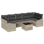 vidaXL Ensemble de canapé de jardin 8 Pièces Gris clair 55 x 55 x 37 cm