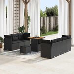 vidaXL Ensemble de canapé de jardin 10 Pièces Noir polyrotin