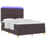 vidaXL Lit à ressort LED avec matelas Marron foncé 160 x 200 cm tissu