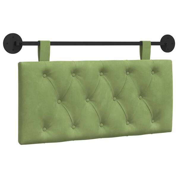vidaXL Tête de lit suspendue Avec lumière LED Vert clair Velours
