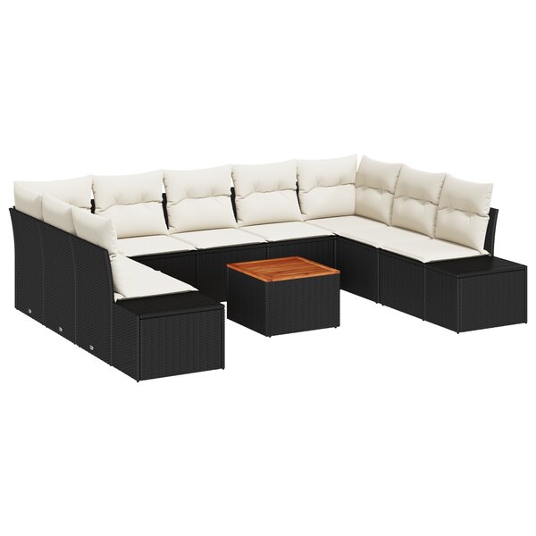 vidaXL Ensemble de Canapé de Jardin 10 Pièces Noir  blanc