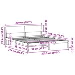 vidaXL Cadre de lit avec tête de lit marron et gris foncé 200 x 200 cm