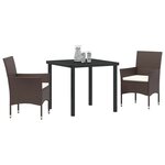 vidaXL Ensemble de salle à manger pour jardin 3 Pièces Marron polyrotin