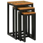 vidaXL Table Gigogne 3 pc Marron Bois de teck massif