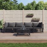 vidaXL Salon de jardin avec coussins 5 Pièces anthracite acier