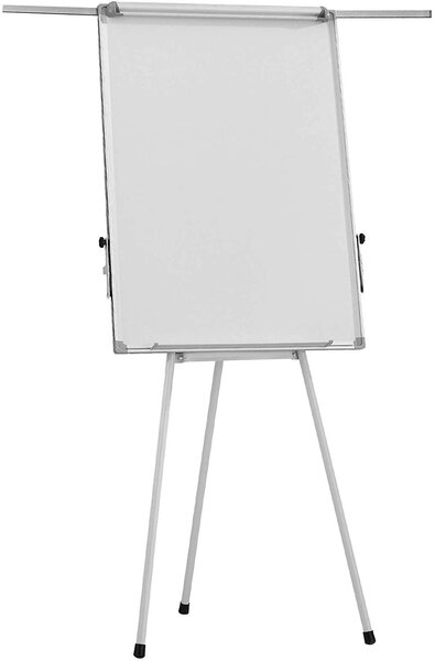 Chevalet de conférence trépied réglable en hauteur 60x90 cm 2 bras extensibles magnétique effaçable incluant marqueurs aimants papiers éponge paperboard tableau magnétique blanc 01_0000174
