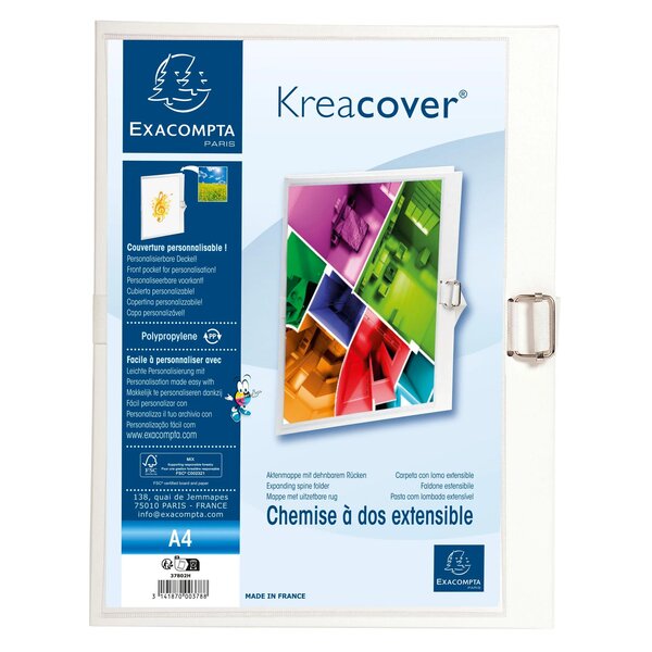 Chemise Dos Extensible Krea Cover® - 24x32cm - Blanc - X 10 - Exacompta