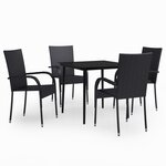 vidaXL Ensemble à manger de jardin 5 Pièces Noir