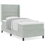 vidaXL Lit à ressorts avec matelas Gris clair 100x200 cm Velours