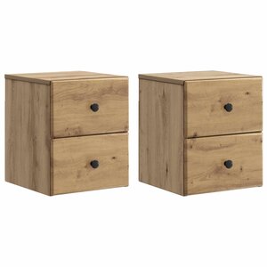 vidaXL Cabinet de chevet mural 2 pc Chêne artisanal 34 5 x 33 x 40 cm