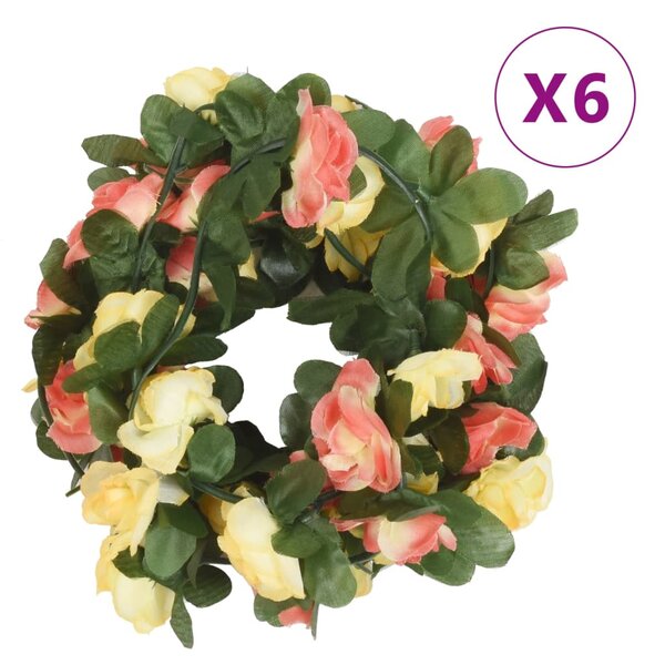 vidaXL Guirlandes de fleurs 6 Pièces rouge vif 250 cm