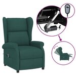 vidaXL Fauteuil inclinable électrique à oreilles vert foncé tissu