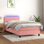 vidaXL Sommier à lattes de lit avec matelas et LED Rose 100x200 cm