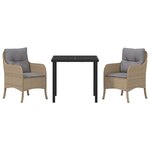 vidaXL Ensemble de salle à manger pour jardin 3 Pièces Beige Poly rotin