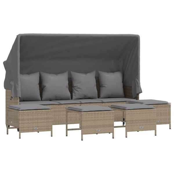 vidaXL Salon de jardin avec coussins 5 Pièces beige résine tressée
