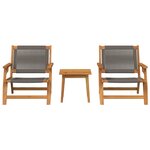 vidaXL Chaises de jardin avec table 3 Pièces Gris Bois d'acacia massif