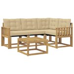 vidaXL Ensemble de canapés d'extérieur 5 Pièces Blanc et Beige