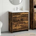 vidaXL Meuble sous lavabo de salle de bain Chêne fumé