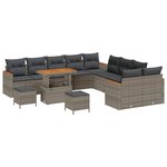vidaXL Ensemble de canapé de jardin 13 Pièces Gris polyrotin