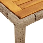 vidaXL Table de jardin beige 190x90x75 cm résine tressée bois d'acacia