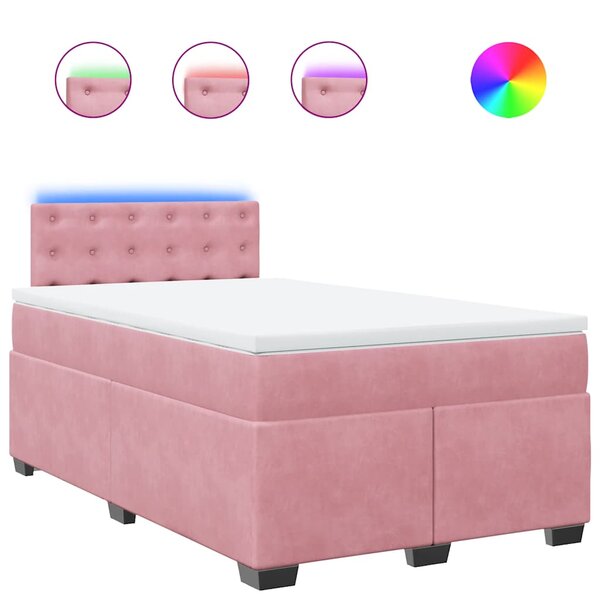 vidaXL Sommier à lattes de lit avec matelas rose 120x190 cm velours