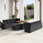 vidaXL Ensemble de canapé de jardin 11 Pièces Noir 100 x 100 x 71 cm