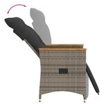 vidaXL Chaise inclinable de jardin avec coussins gris résine tressée