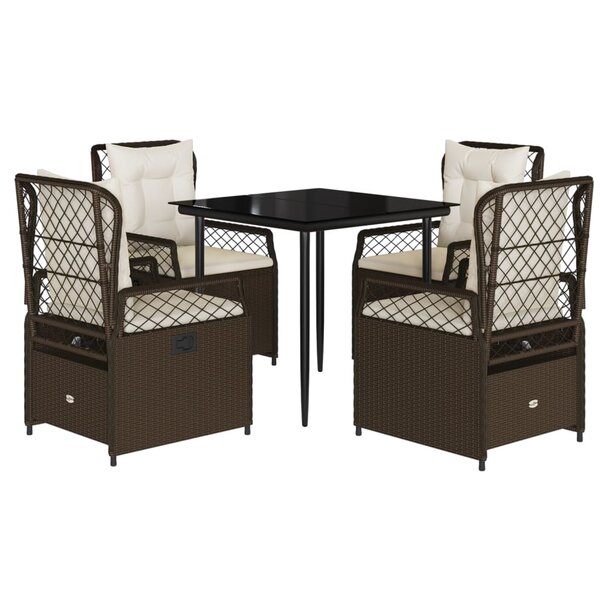 vidaXL Ensemble à manger de jardin 5 Pièces et coussins marron poly rotin