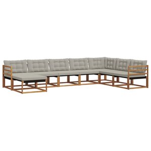 vidaXL Ensemble de canapés d'extérieur 8 Pièces Gris Naturel et Clair