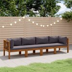vidaXL Canapé de jardin à 4 places avec coussin Bois d'acacia massif