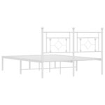 vidaXL Cadre de lit métal avec tête de lit blanc 135x190 cm