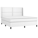 vidaXL Sommier à lattes de lit avec matelas Blanc 180x200cm Similicuir