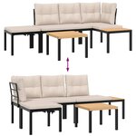 vidaXL Ensemble de banc de jardin avec coussins 4 Pièces noir