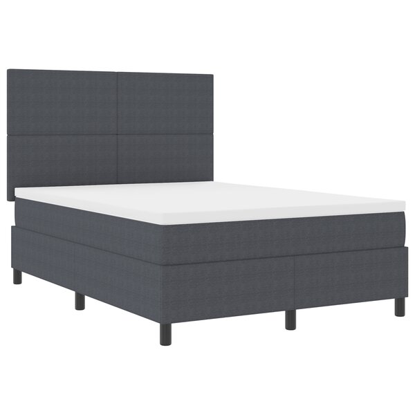 vidaXL Lit à ressorts avec matelas & lumière LED gris foncé 160x200 cm Tissu côtelé