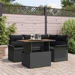 vidaXL Ensemble de canapé de jardin 5 Pièces Noir 100 x 55 x 73 cm