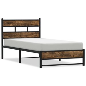 vidaXL Cadre de lit en métal sans matelas chêne fumé 100x200 cm