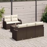 vidaXL Ensemble de canapé de jardin avec coussin 6 Pièces Marron et Crème