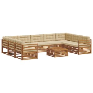 vidaXL Ensemble de canapés d'extérieur 10 Pièces Naturel et Beige