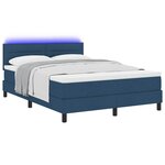 vidaXL Lit à ressorts avec matelas avec LED Bleu 140 x 190 cm tissu