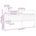 vidaXL Tête de lit de remplacement métal noir 200 cm