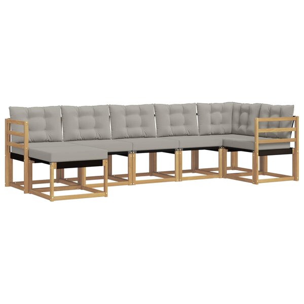 vidaXL Ensemble de canapés d'extérieur 7 pc Blanc et gris clair