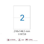 Boite 100f a4 200 etiquettes cop/las/jet coins droits a5 210 x 148 5 mm blanc etibox