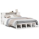 vidaXL Lit bibliothèque sans matelas blanc 140x190 cm bois massif