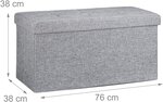 Tabouret banquette pouf de rangement pliant coffre repose-pieds 76 cm lin gris 13_0002337_4