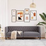vidaXL Canapé à 3 places Chesterfield gris similicuir
