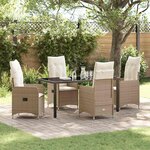 vidaXL Ensemble de salle à manger pour jardin 5 Pièces Beige Poly rotin